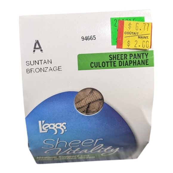 Leggs Sheer Energy Vitality Suntan Sheer Toe Pantyhose Size A 94665 NIB - Picture 5 of 6